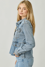 Load image into Gallery viewer, Peplum Washed Denim Jacket
