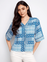 Load image into Gallery viewer, Printed V Neck Blouse
