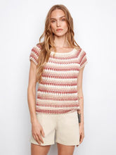Load image into Gallery viewer, Crocheted Striped Short Sleeved Sweater
