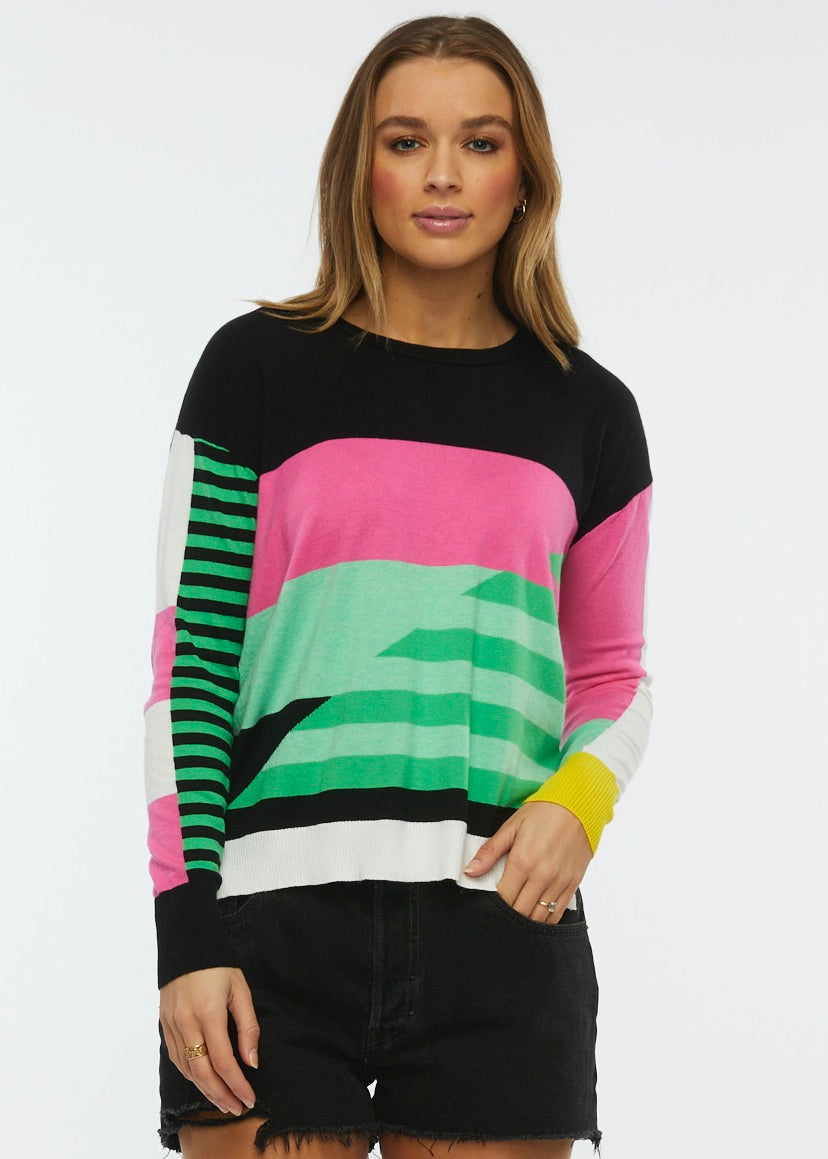 Diangonal Strip Sweater