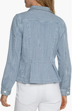 Load image into Gallery viewer, Striped Chambray Peplum Jacket
