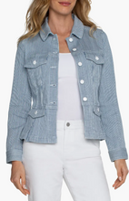 Load image into Gallery viewer, Striped Chambray Peplum Jacket
