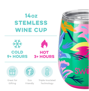 Stemless Wine Cup - Paradise Print